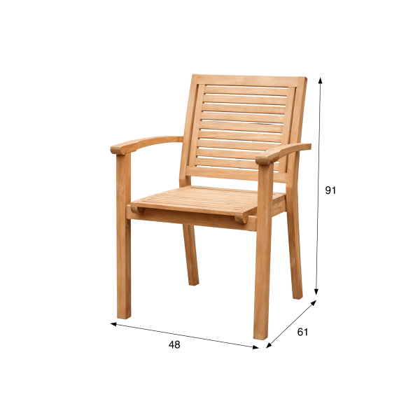 Chaise de jardin avec accoudoirs en bois de teck - Tomo