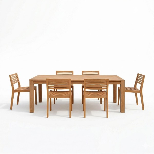 Ensemble table et chaises de jardin en bois de teck 6 personnes