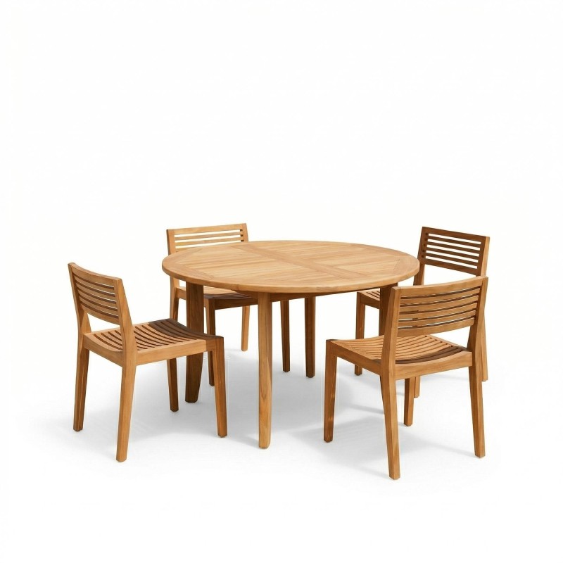Ensemble table et chaises de jardin en bois de teck 4 personnes