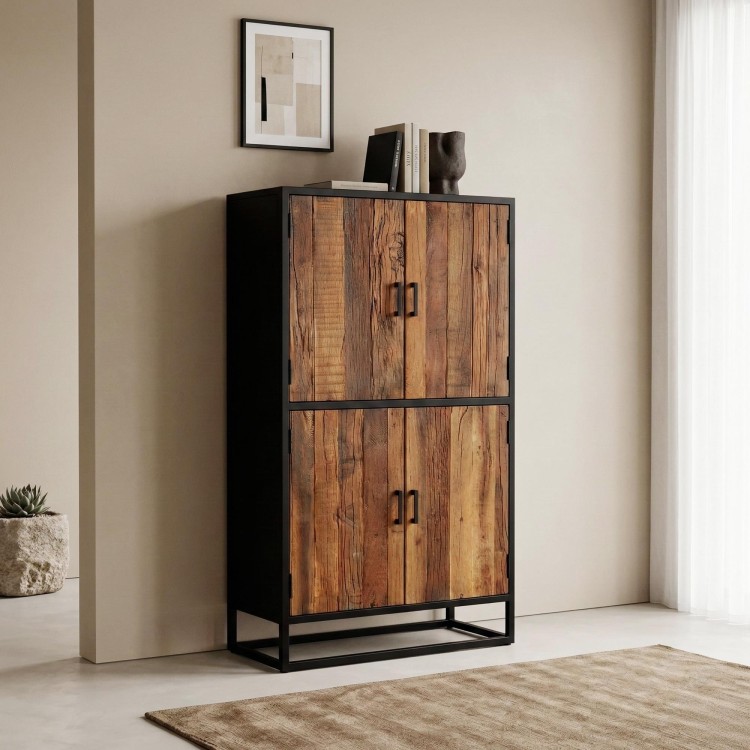 Buffet haut 90cm en bois recyclé - Recycled