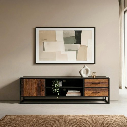 Meuble TV industriel en bois recyclé - Recycled