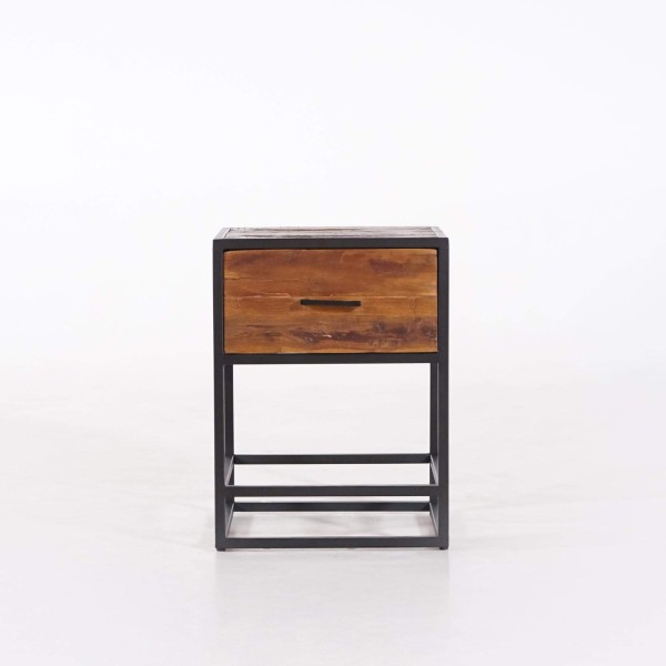 Table de chevet en bois recyclé - Recycled