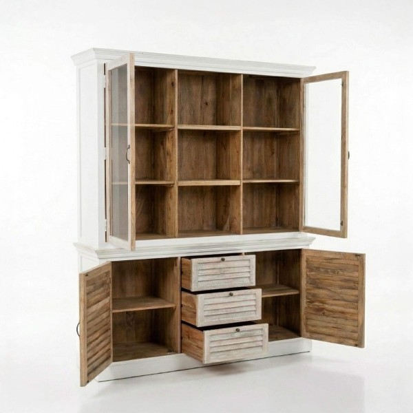 Buffet vaisselier en bois blanchi 180 cm - Sea side