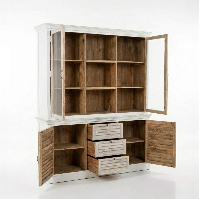 Buffet vaisselier en bois blanchi 180 cm - Sea side