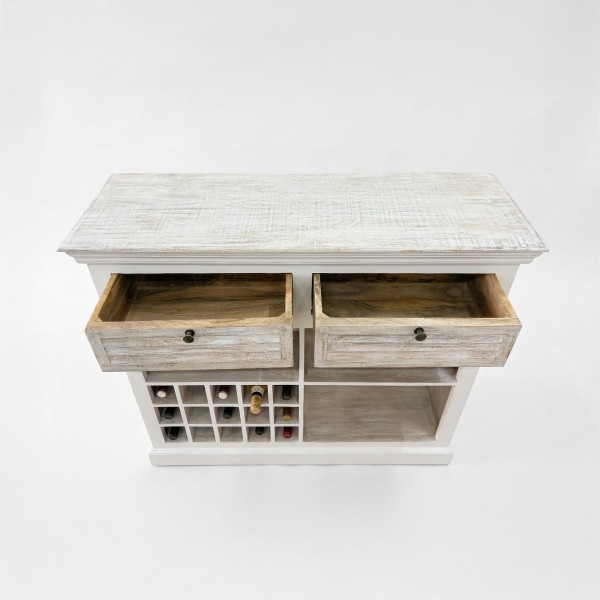 Meuble bar avec range bouteilles en bois blanc - Sea Side