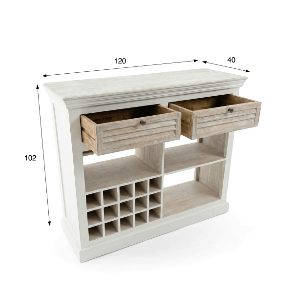 Meuble bar avec range bouteilles en bois blanc - Sea Side