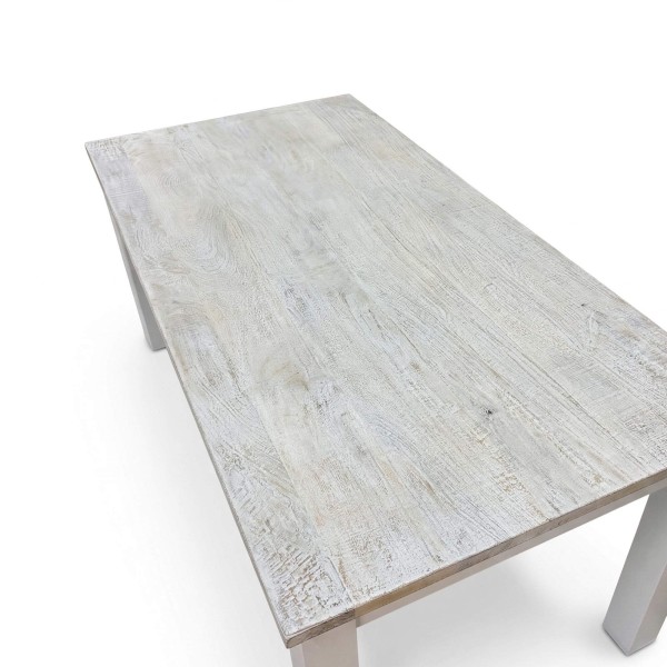 Table à manger blanche en bois massif 180 cm - Sea side