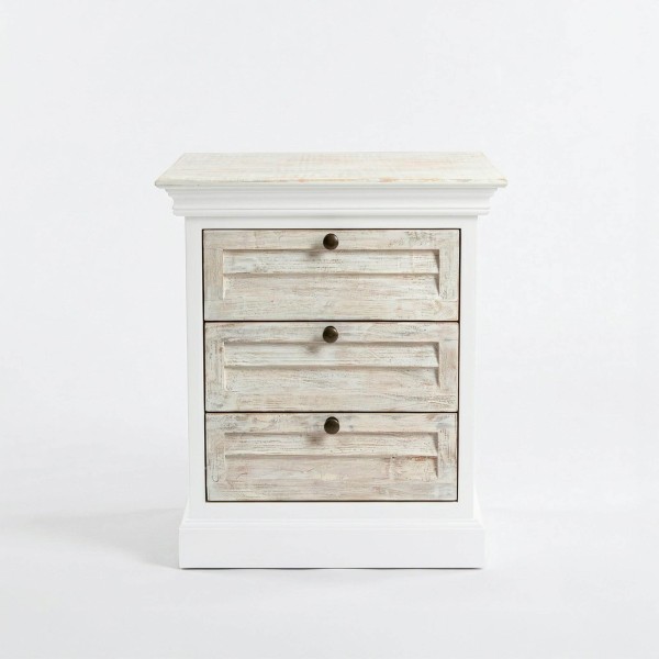 Table de nuit blanche en bois massif - Sea side