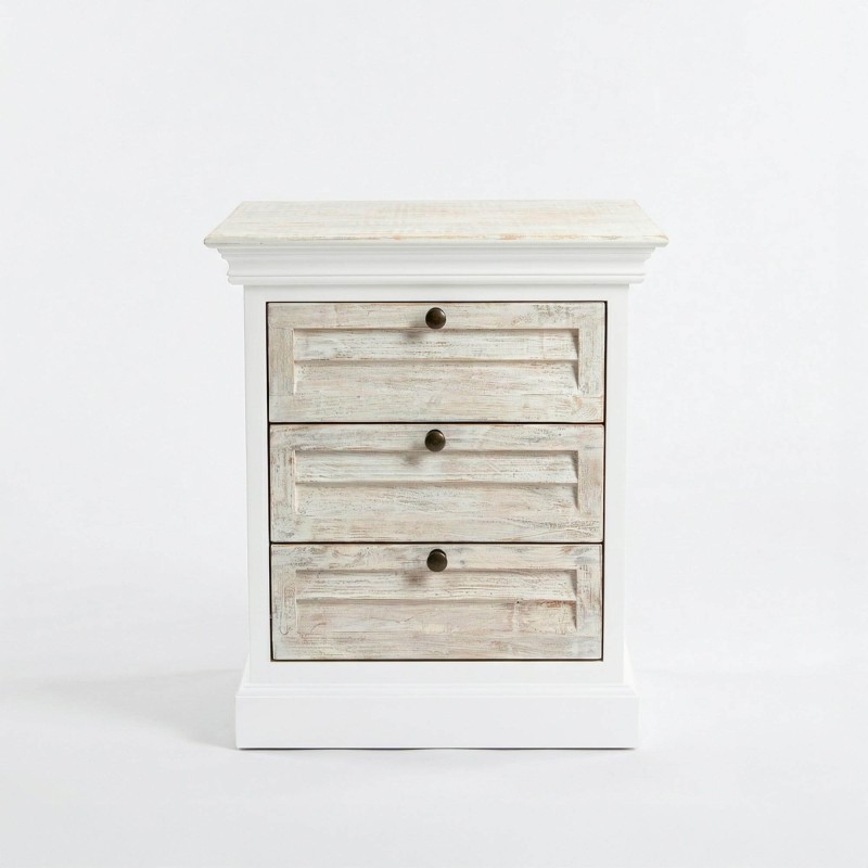 Table de nuit blanche en bois massif - Sea side