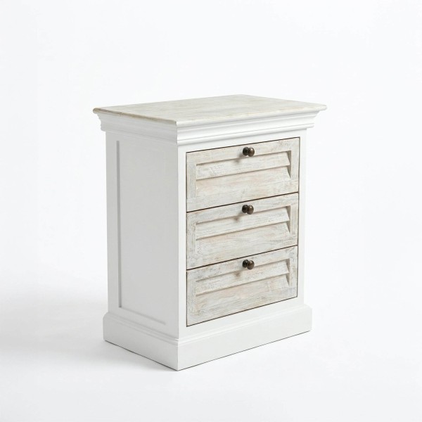 Table de nuit blanche en bois massif - Sea side