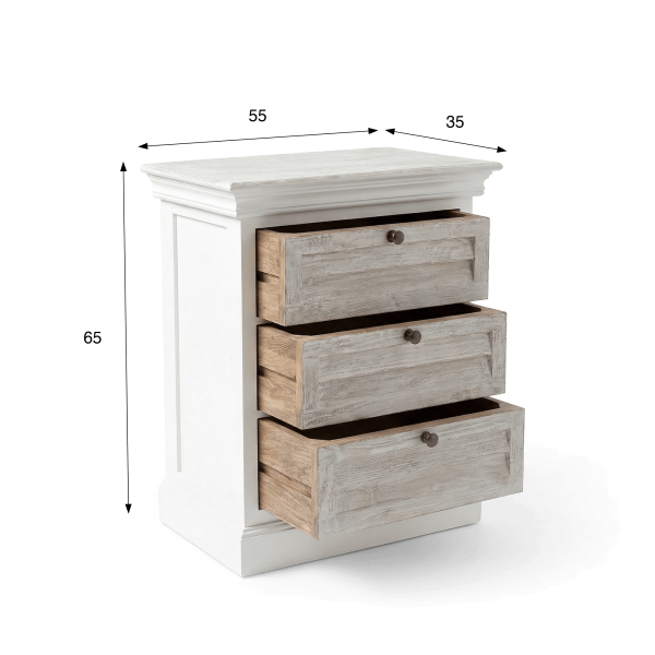 Table de nuit blanche en bois massif - Sea side