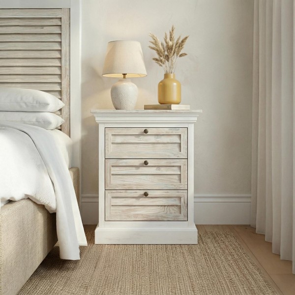 Table de nuit blanche en bois massif - Sea side