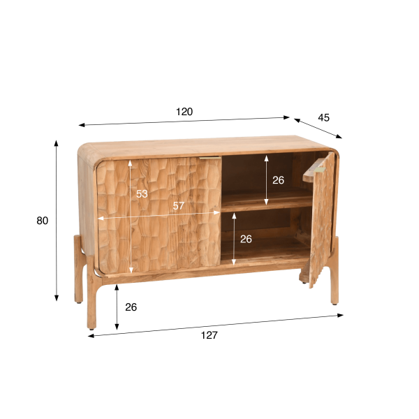 Buffet design en bois massif d'acacia 120 cm - Naoki
