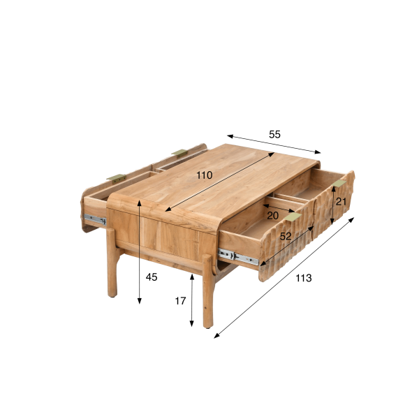 Table basse design en bois massif d'acacia - Naoki