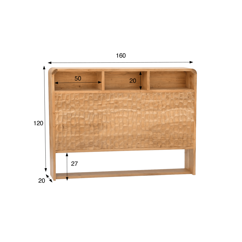 Tête de lit design en bois massif d'acacia 160 cm - Naoki