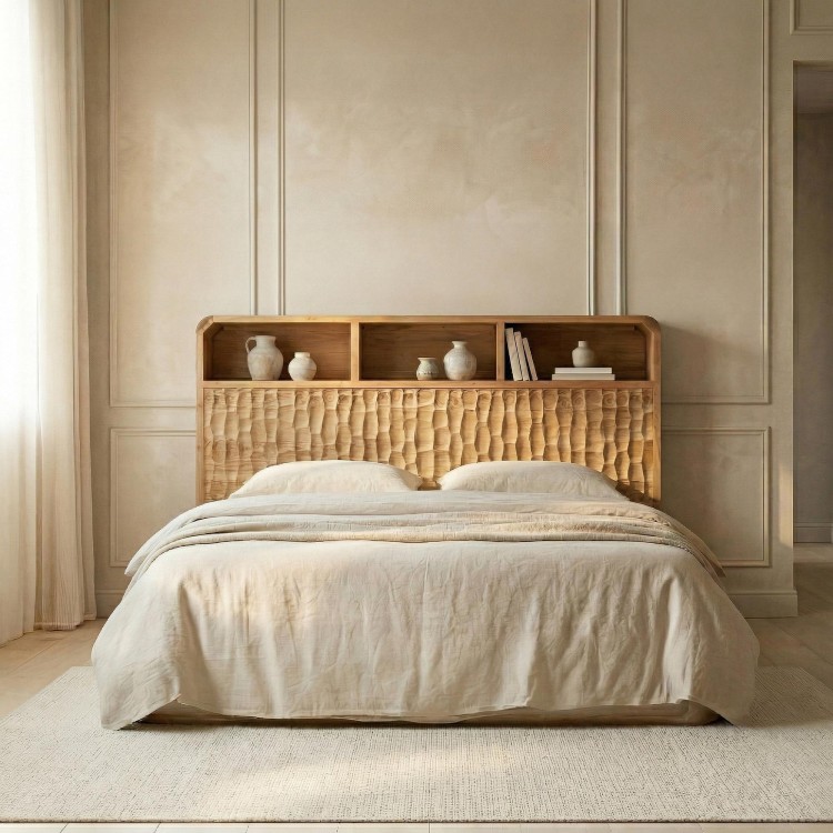 Tête de lit design en bois massif d'acacia 160 cm - Naoki