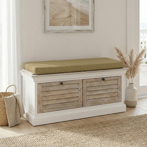 Banc d'entrée avec rangement en bois blanchi - Sea side