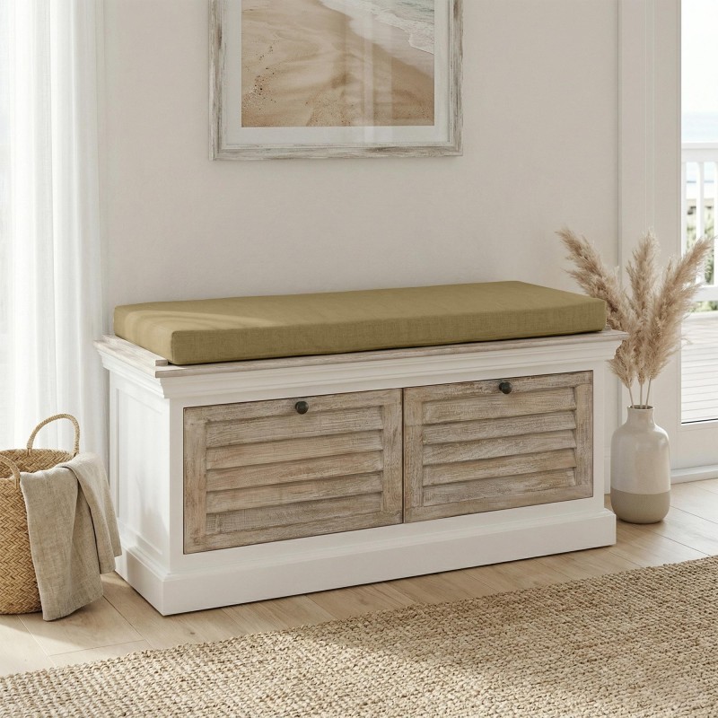 Banc d'entrée avec rangement en bois blanchi - Sea side