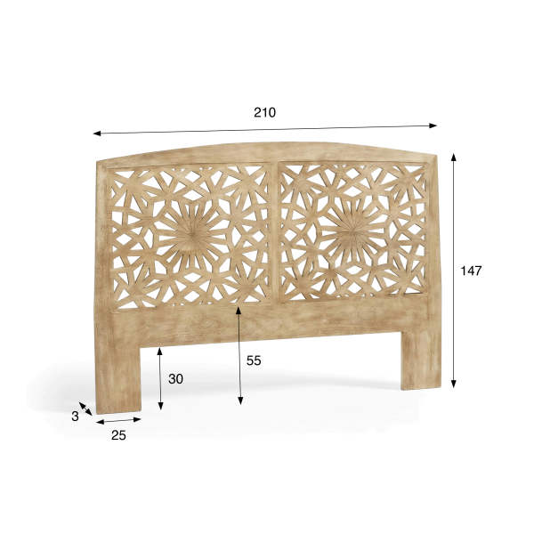 Tête de lit en bois massif sculpté 200 cm - Nevea