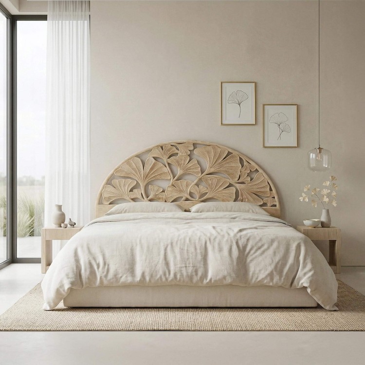 Tête de lit en bois massif d'acacia sculpté 180 cm - Valena