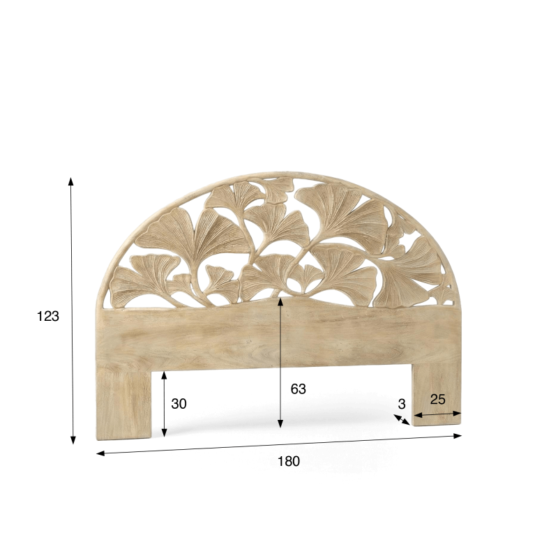 Tête de lit en bois massif d'acacia sculpté 180 cm - Valena