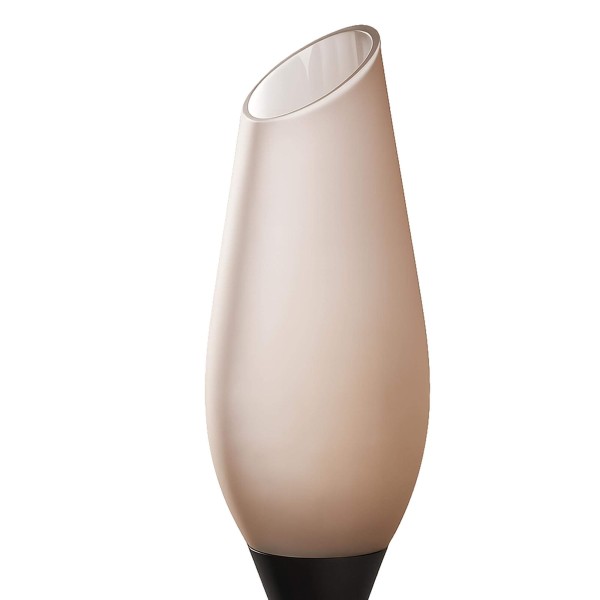 Lampadaire à poser en métal brun avec abat-jour en verre opalin - Barton