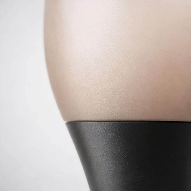 Lampadaire design en métal brun et abat-jour en verre opalin - Barton