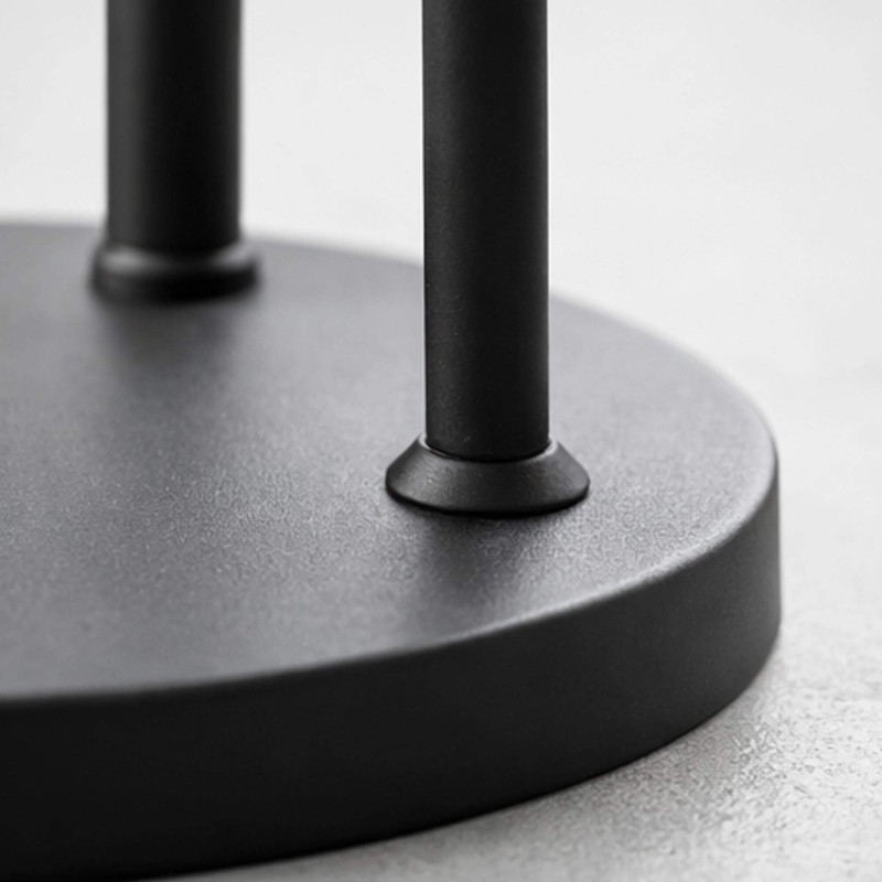 Lampadaire design en métal noir avec abat-jour en verre ambré - Barton