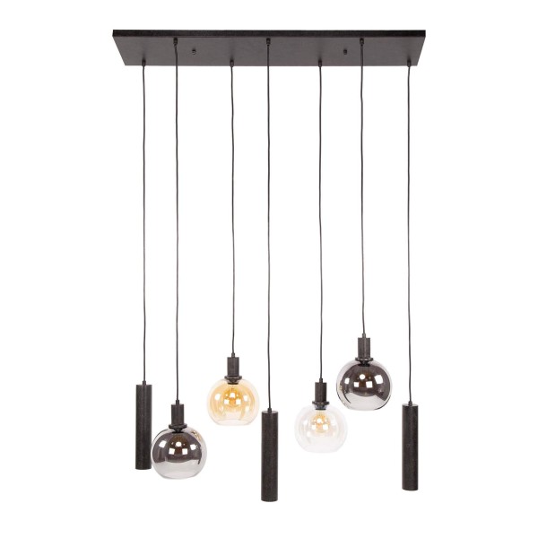 Luminaire en suspension avec abat-jour en verre et métal noir - Sfera