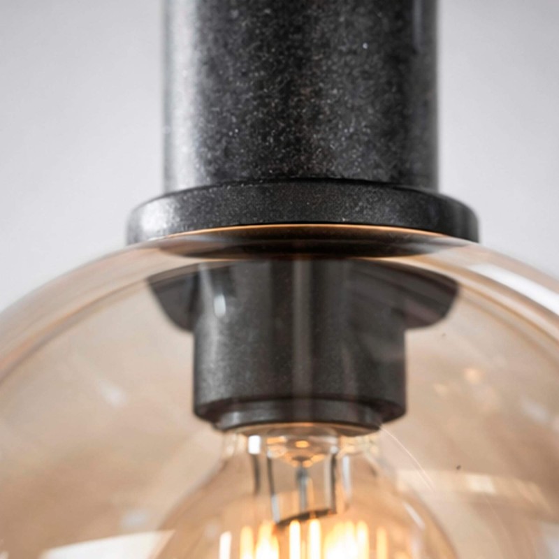 Luminaire en suspension avec abat-jour en verre et métal noir - Sfera