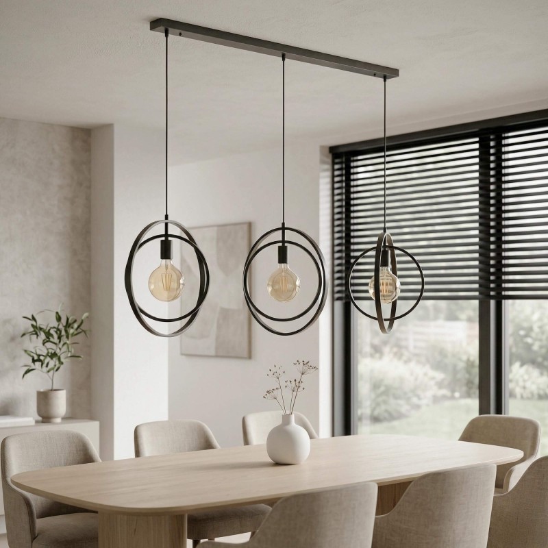 Luminaire en suspension industriel en métal noir - Altis