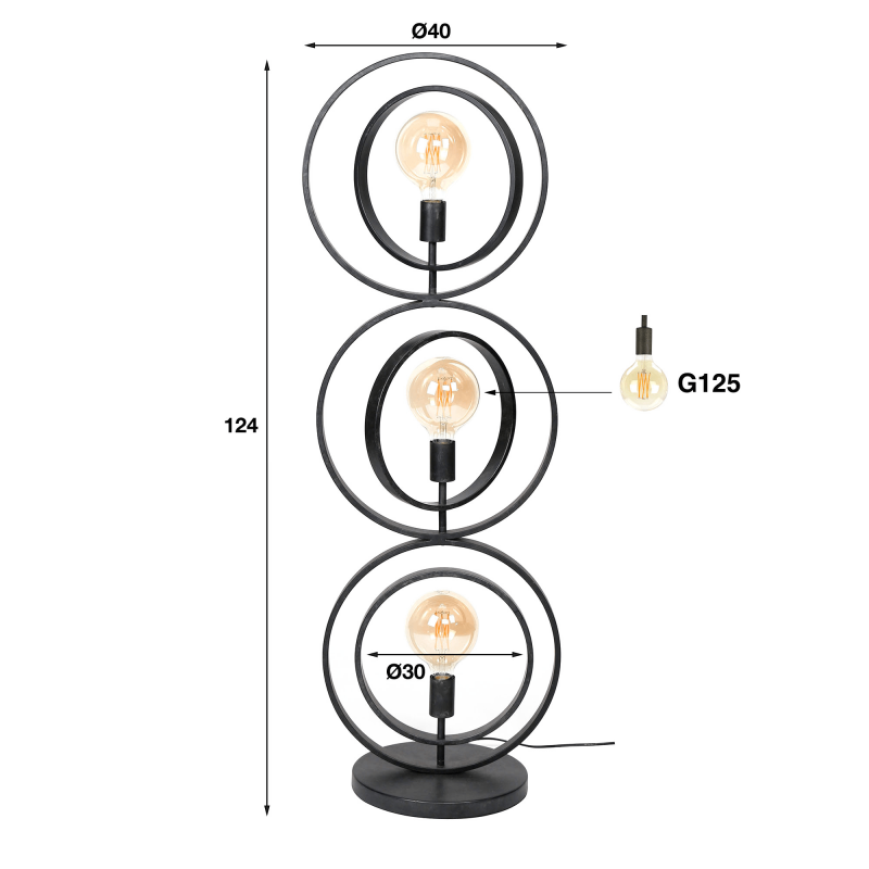 Lampadaire de salon industriel en métal - Altis