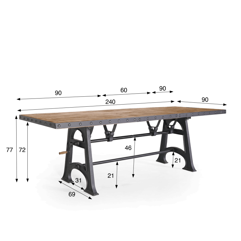 Table de salle à manger industrielle extensible