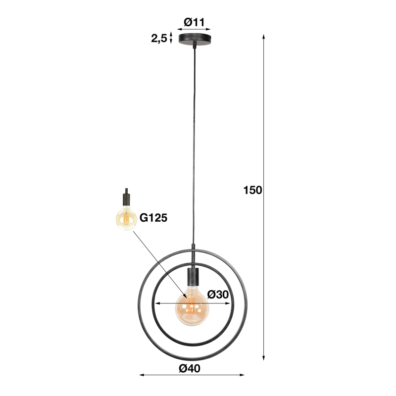 Lampe en suspension style industriel en métal - Altis