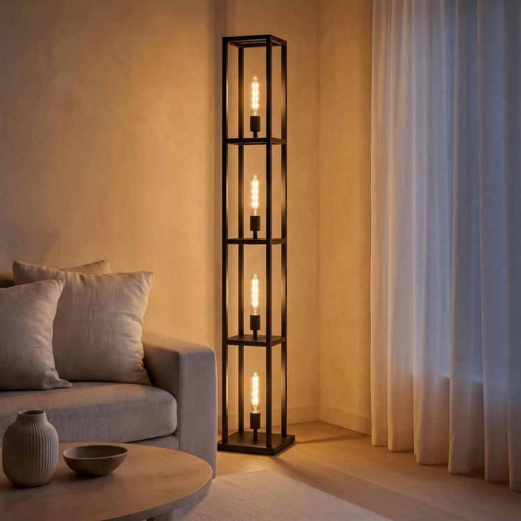 Lampe sur pied de salon en métal avec éclairage LED style industriel - Strukt