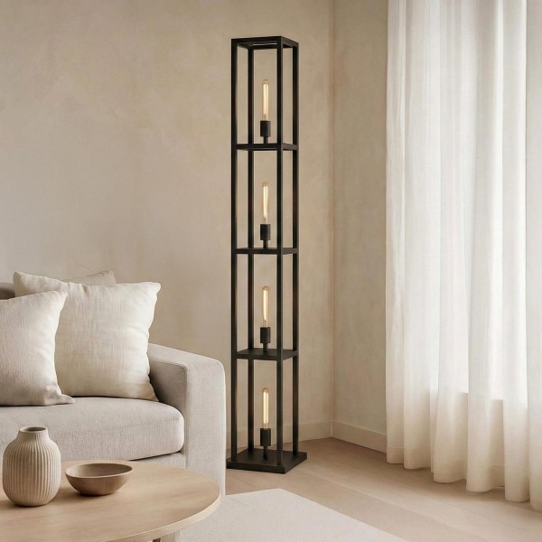 Lampe sur pied de salon en métal avec éclairage LED style industriel - Strukt
