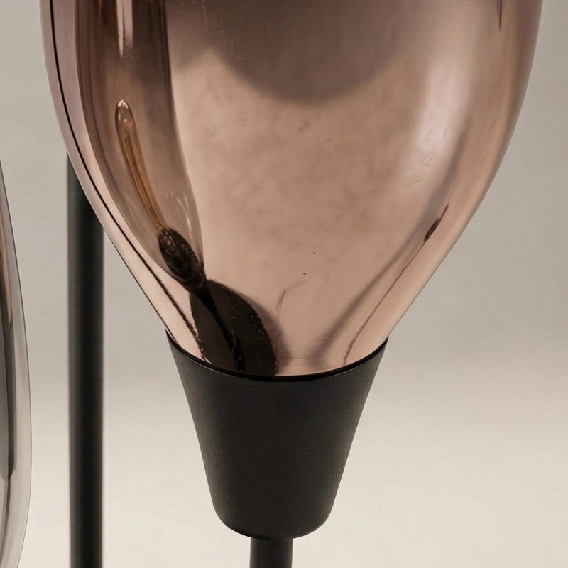 Lampadaire design en métal noir avec abat-jour en verre ambré XL - Barton