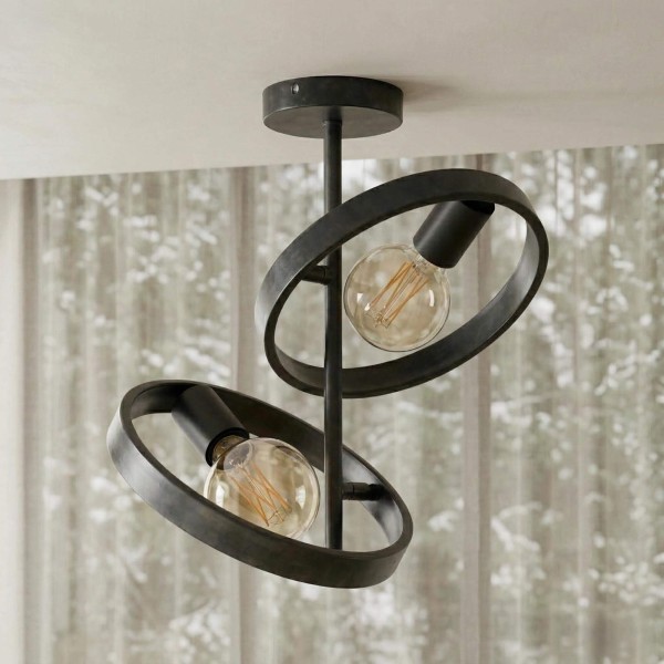 Plafonnier industriel en métal noir - Huxley