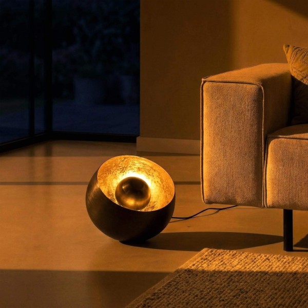 Lampe de salon à poser en métal noir et or - Grayson