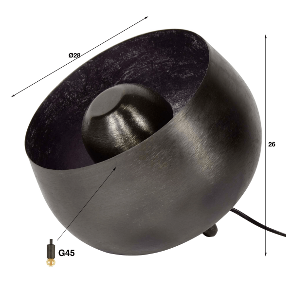 Lampe de salon à poser en métal noir et or - Grayson