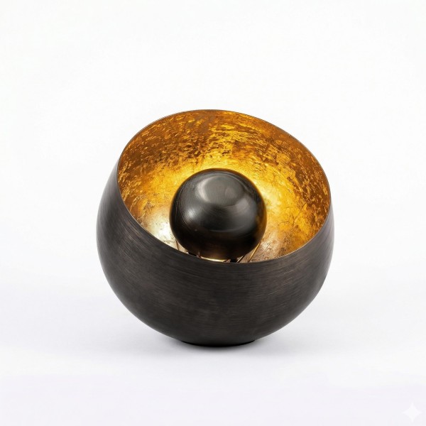 Lampe de salon à poser en métal noir et or - Grayson