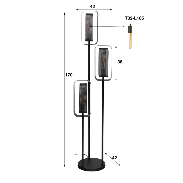 Lampadaire de salon en métal style industriel - Mesh Rotate