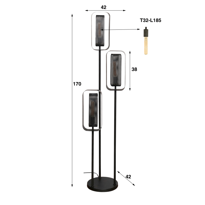 Lampadaire de salon en métal style industriel - Mesh Rotate