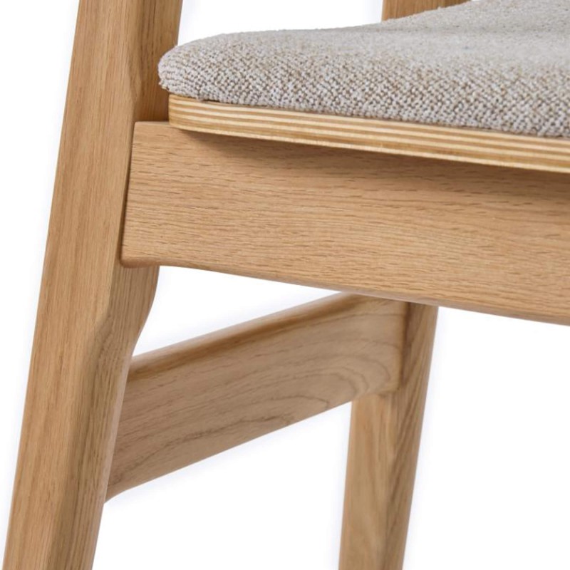 Chaise de salle à manger en chêne naturel et tissu gris - Lima
