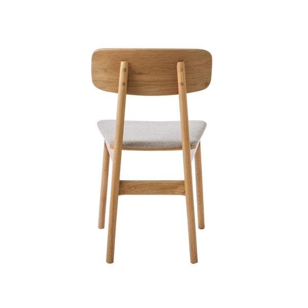 Chaise de salle à manger en chêne naturel et tissu gris - Lima