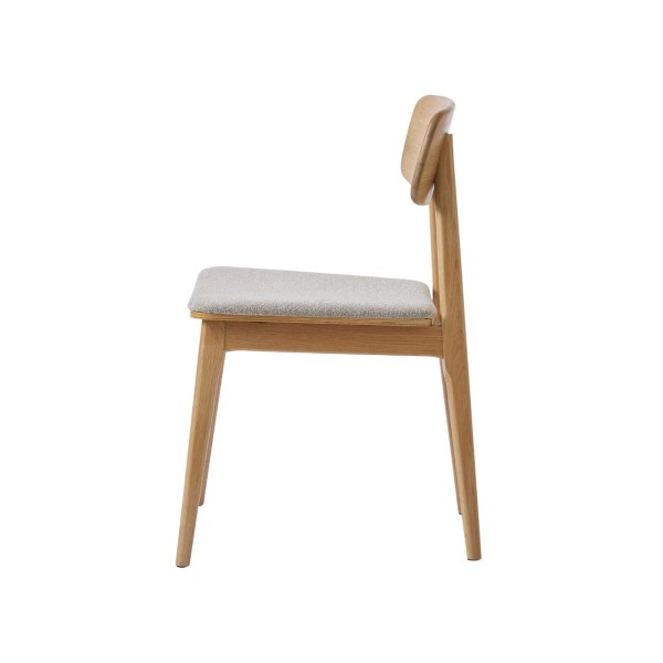 Chaise de salle à manger en chêne naturel et tissu gris - Lima