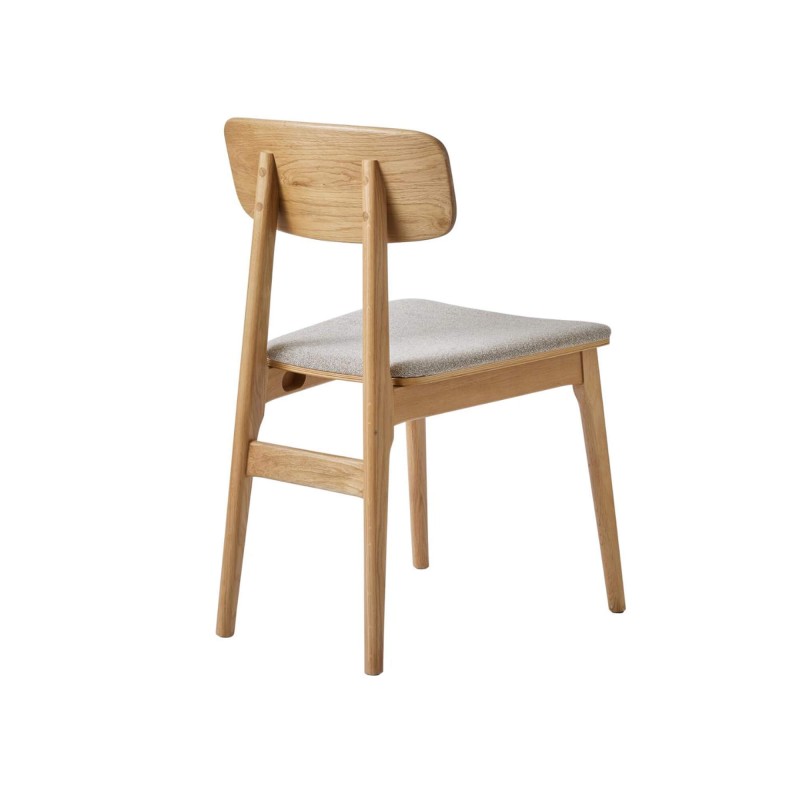 Chaise de salle à manger en chêne naturel et tissu gris - Lima