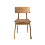 Chaise de salle à manger en chêne naturel et cuir vegan - Lima