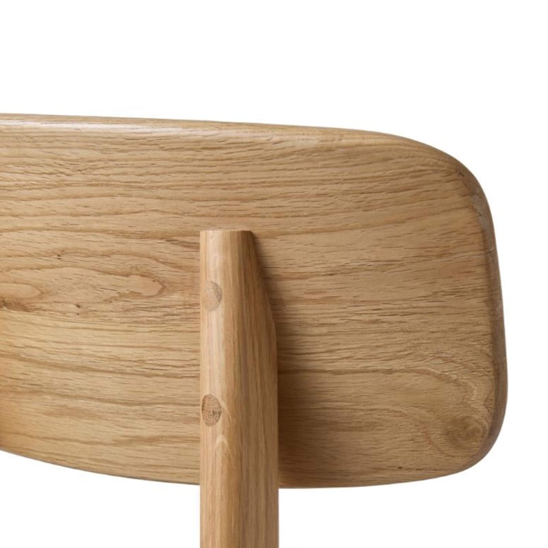 Chaise de salle à manger en chêne naturel et cuir vegan - Lima