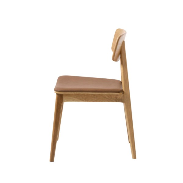 Chaise de salle à manger en chêne naturel et cuir vegan - Lima